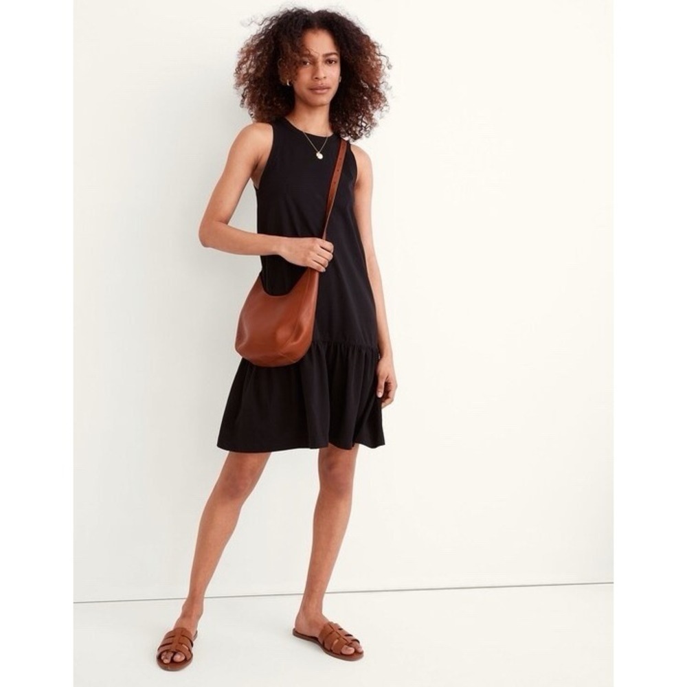 Madewell Women's Brightside Ruffle Hem Tank Mini Dress sz S Black
